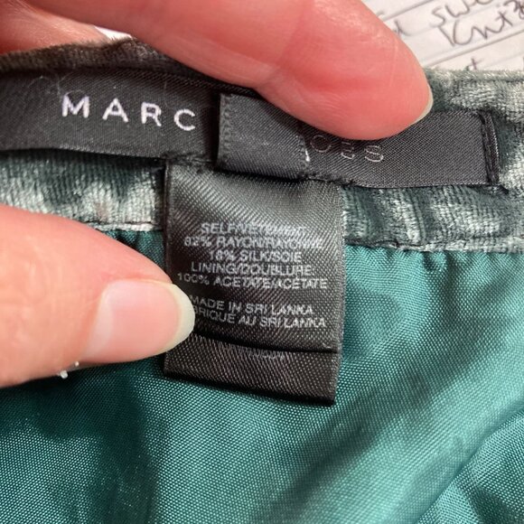 Marc Jacobs Green Velvet Polka Dot Midi Skirt 8 Rayon Silk Blend Whimsigoth - Picture 5 of 9